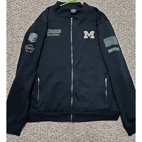 Colosseum Athletics Other - Colosseum Michigan Wolverines Military OHT Zip Bomber Sweatshirt XXL Black